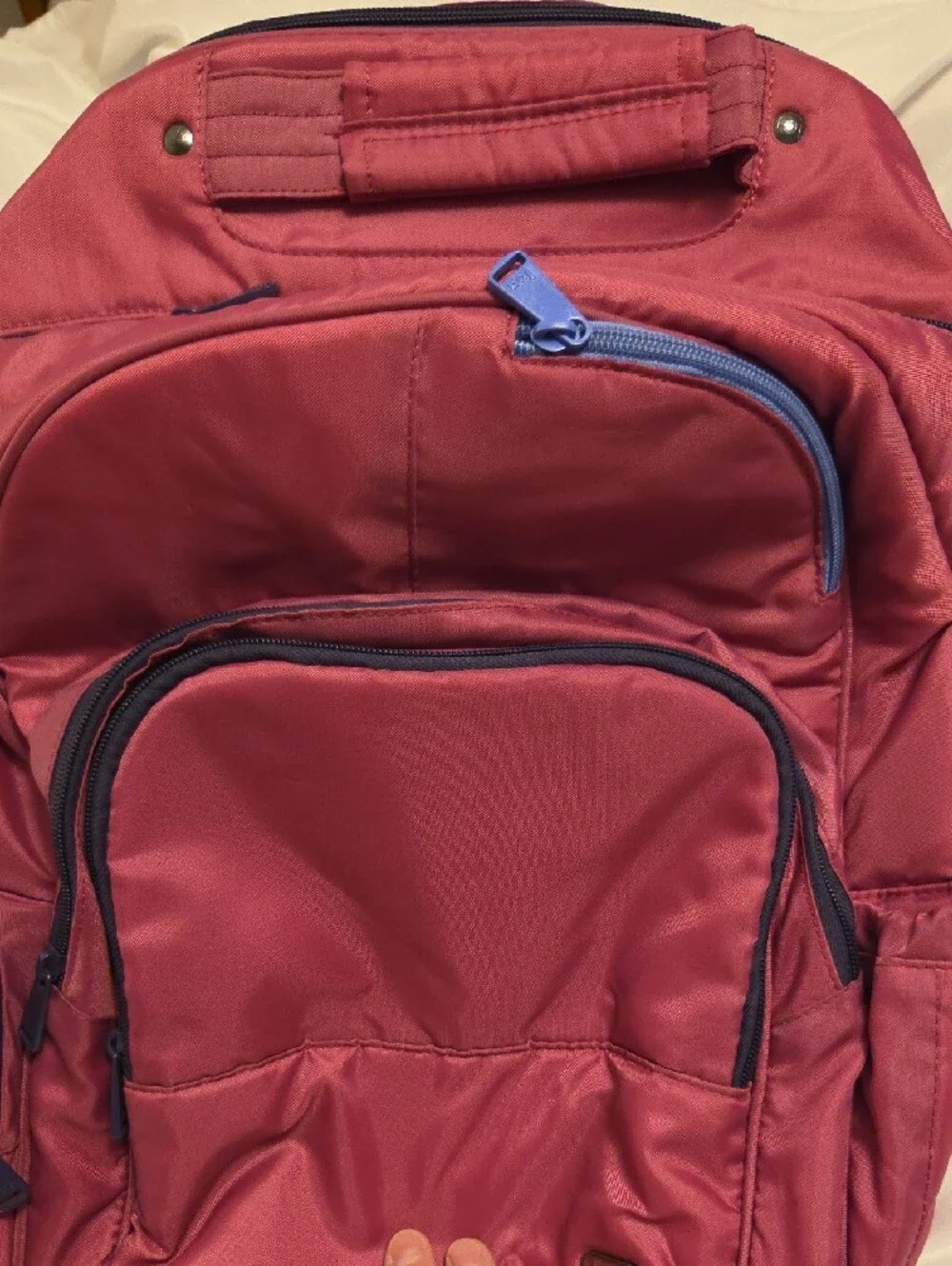 lug Dark Pink Echo Backpack with Blue Zipper Accents